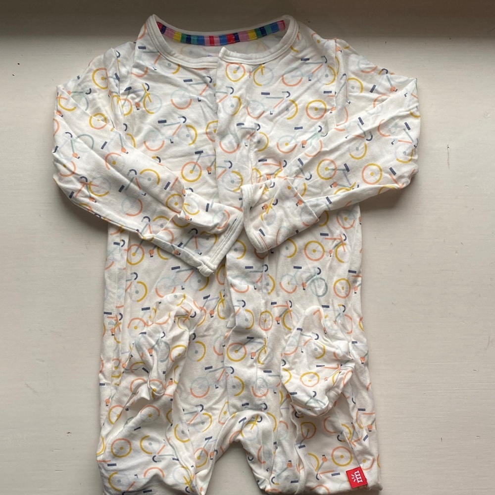 Magnetic Me Colorful Bicycle Print footie